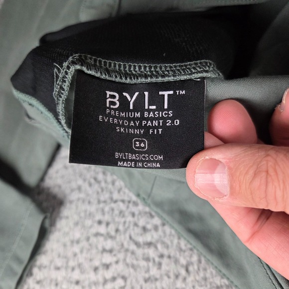 BYLT Premium Basics Men 36 Green Everyday Pant 2.0 Slim Fit Performance Stretch - Picture 7 of 11